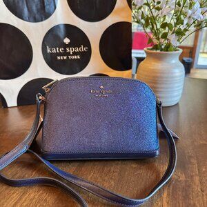 Kate Spade Tinsel Glitter Fabric Small Dome Crossbody - Parisian Navy K8713